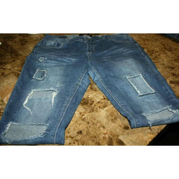 Rue 21 Premiere Women's Jeans Blue Stretch Jeans Patches SZ 9/10  32x29 - Picture 4 of 7